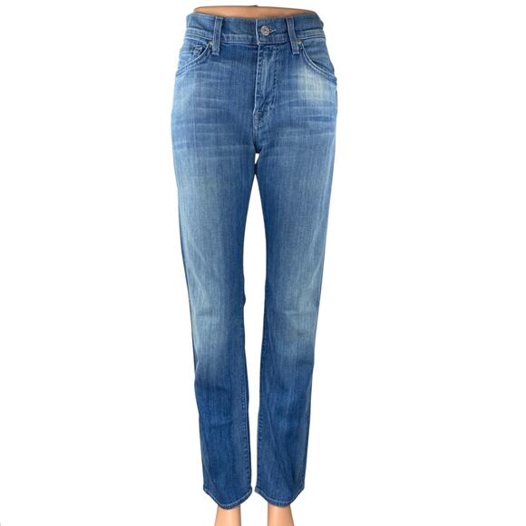 7 For All Mankind Slimmy Mens Blue High Rise Straight Slim Denim Jeans Pants 29 - Picture 1 of 5